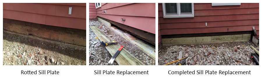 sill plate replacement before, during and after
