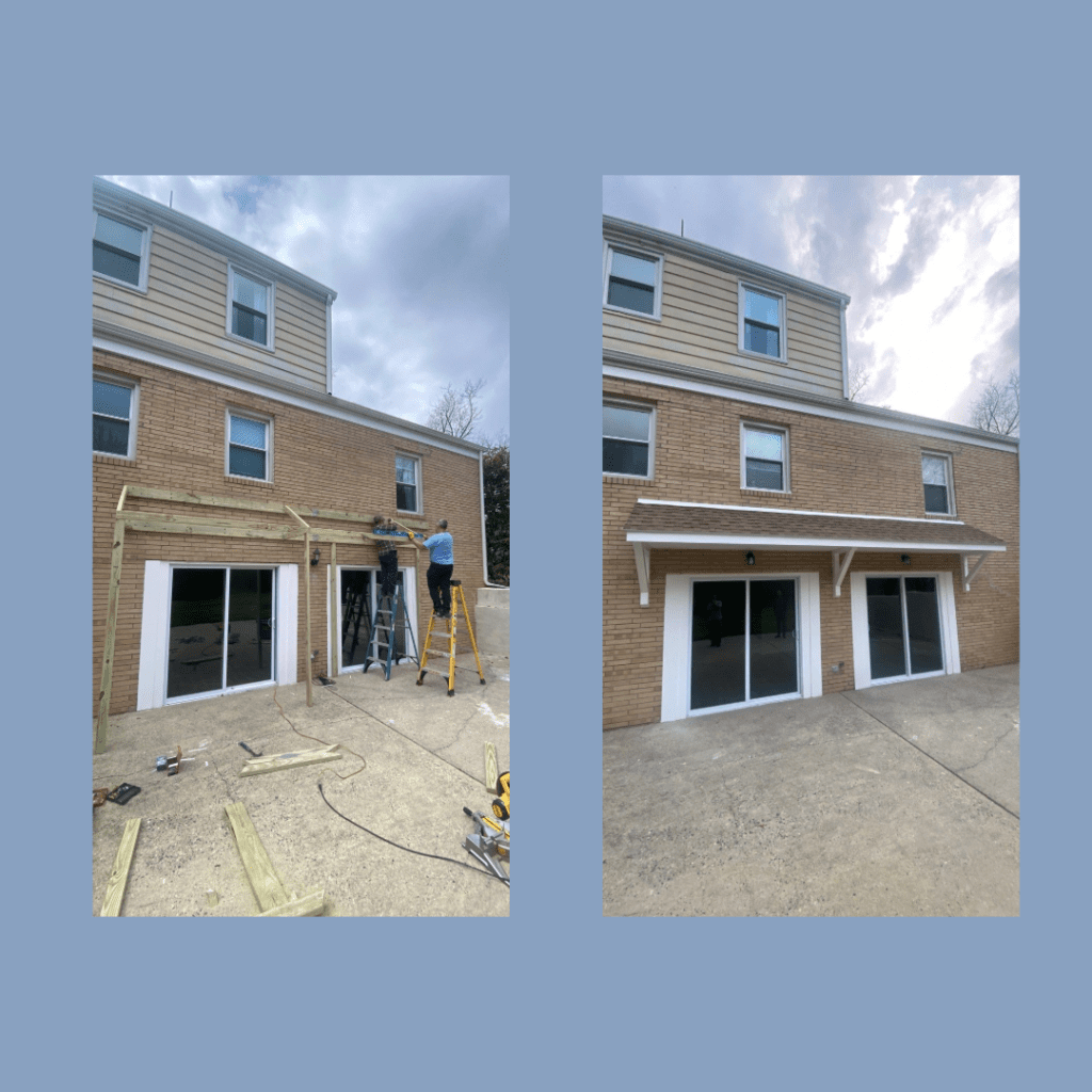 Before and after portico installation