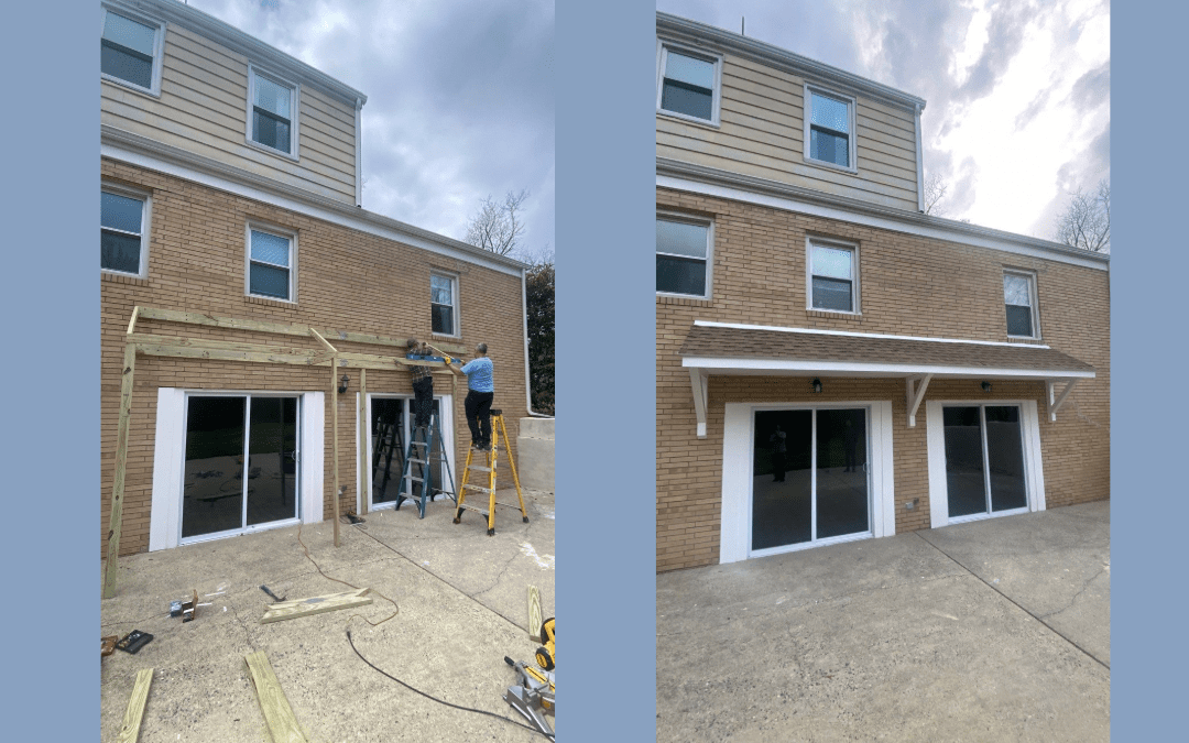 Before and after of portico on home