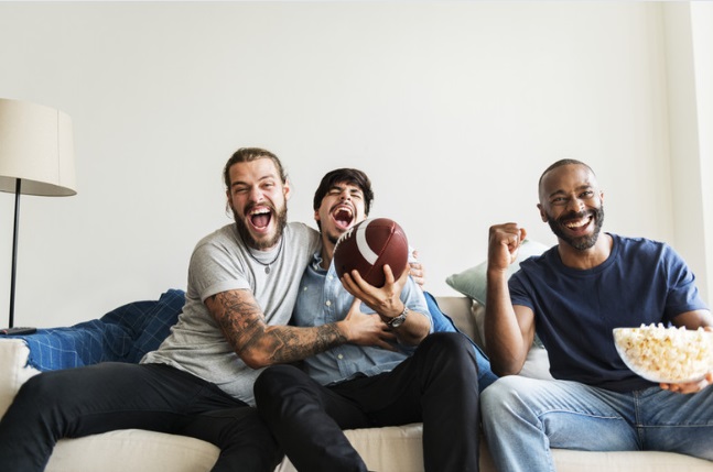 social relationship men watching football