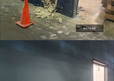 before and after block wall repair