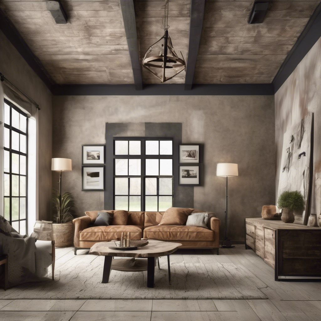 a modern rustic home interior with high end painted walls and ceilings