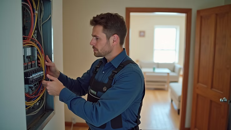 electrician making Electrical Upgrades to the electrical panel