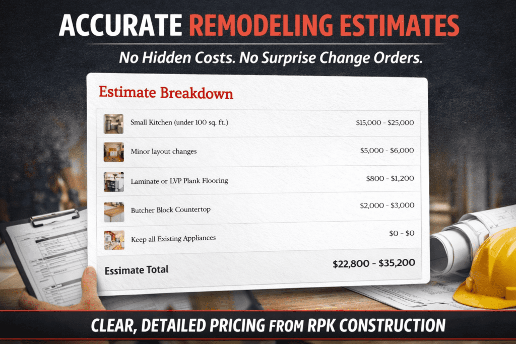 Transparent structural repair estimate from RPK Construction in Bucks County, PA with detailed pricing and no hidden costs.