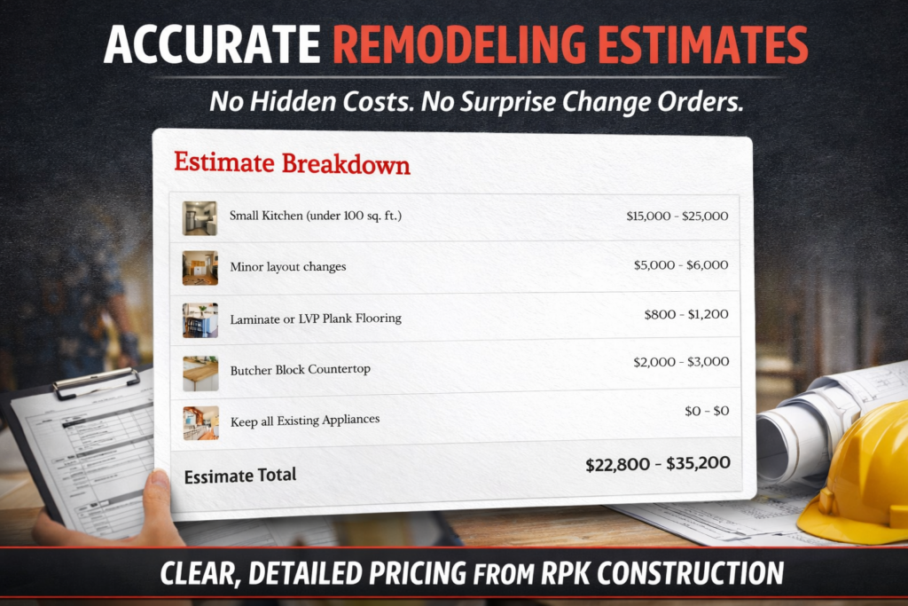 Transparent structural repair estimate from RPK Construction in Bucks County, PA with detailed pricing and no hidden costs.