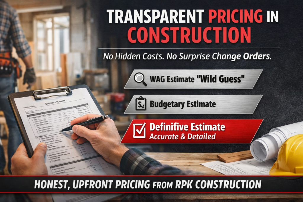 Transparent structural repair estimate from RPK Construction in Bucks County, PA with detailed pricing breakdown and no hidden change orders.